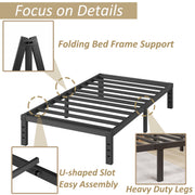 FSCHOS 12 Inch Twin Size Bed Frame, Heavy Duty Metal Platform, No Box Spring Needed, Black, 3501-12