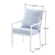 My Texas House Cambria Steel Outdoor Patio Dining Chair Set of 2, Blue, Powder-Coated Rust-Resistant Frame, Stackable