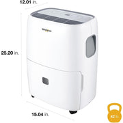 Whirlpool WHAD501DW 50-Pint Portable Dehumidifier, White