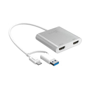 j5create USB-C to Dual HDMI Multi-Monitor Adapter with 4K UHD Support Silver JCA365-N