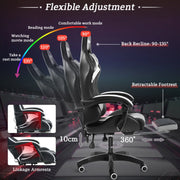 Hoffree High Back Leather Massage Gaming Chair, White