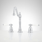 Signature Hardware SH449713CP Victorian Gooseneck Bathroom Faucet, Porcelain Lever Handles, Chrome