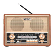 Topteng Retro Table Top Radio, Portable AM FM SW Radio with Wooden Shell, Bluetooth Speaker, USB SD Playback, AUX Headphone Jack, Rechargeable Battery, E202-A010