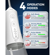 JTF F100 Cordless Water Flosser Dental Teeth Cleaner With 9 Jet Tips, White