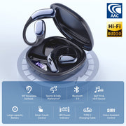 Breezio Open Ear Wireless Earbuds, Bluetooth 5.4, Hi-Fi Stereo Sound, IPX7 Waterproof, Black