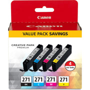 Canon CLI-271 BKCMY Ink Cartridges, 4-Pack - Black/Cyan/Yellow/Magenta