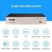 ZOSI 8MM-211B4S-00-US 1080P H.265+ Home Security Camera System