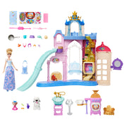 Mattel Disney Princess Pet Palace Doll Playset with Cinderella, 2 Animal Friends, 20+ Furniture and Accessories, Multi-Color, JBF95