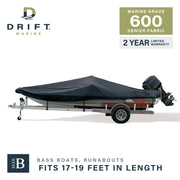 DRIFT BT6266 600D Waterproof Trailerable Boat Cover Style B, 17'-19', 96