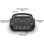Pioneer Portable Bluetooth Boombox Party Speaker, Red