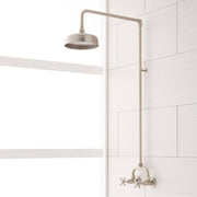 Signature Hardware AU-48102-BN-kit Baudette Exposed Pipe Shower System W/Rainfall Shower Head, Shower Arm &Cross Handles, Brushed Nickel