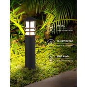 SUNVIE Low Voltage Pathway Lights 8-Pack, 3W LED, 150 Lumens, 3000K Warm White, Aluminum Bollard Landscape Lighting, Black Finish, LYAWB0308C