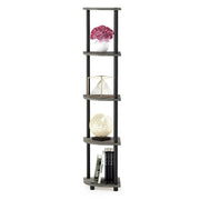 Furinno Turn-N-Tube 5 Tier Corner Bookshelf, French Oak Grey and Black, 11.6 in W x 11.6 in D x 57.7 in H, 99811GYWBK