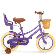 KORIMEFA Girls Bike, Adjustable Seat, Removable Training Wheels, Dual Brakes, Full Chain Guard, Wide Pneumatic Tires, Basket, Doll Seat, 20 Inch