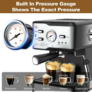 Geek Chef I88ZXX200430142 Espresso Machine 20 Bar Fast Heating Automatic Cappuccino Coffee Maker with Temperature Dial, GCF20BT