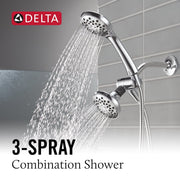Delta Faucet 75516 Combo Shower with 3 Spray Settings, Chrome Finish, 1.75 GPM Flow Rate, 60in Hose