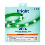 onn. 100142675 Multicolor LED Light Strip with Remote Control, 100'