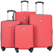 Travelhouse TH2202RED 4 Piece Hardshell Luggage Set Hardside Lightweight Suitcase with TSA Lock Spinner Wheels - Red