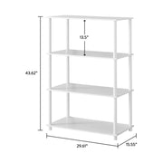 Mainstays No Tools 4-Shelf Bookcase, White, Spacious Storage Shelves