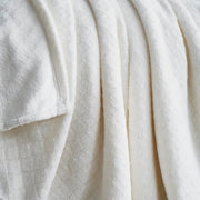 Home City Alaska Diamond Plush Fleece Blanket, Ultra-Soft, Quilted Diamond Pattern, Ivory, Throw Size