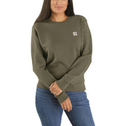 Carhartt Women's TENCEL Fiber Series Relaxed Fit Crewneck Sweatshirt, Dusty Olive, Small, 106179-DOV