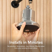 AquaTru 90AT01SH01-B 4-Spray Black 5.32-in Round Rain Filtered High Pressure Shower Head 2.5 GPM, Matte Black