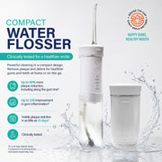 GuruNanda Compact Dental Water Flosser, Travel Size Oral Irrigator with 180 mL Tank, Cordless Rechargeable, White