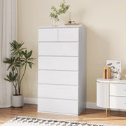 Homfa FMD-127 7 Drawer White Dresser, Modern Nightstand Storage Cabinet Chest of Drawers, White