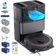 bObsweep Maxim All-in-One Robot Vacuum & Mop, 22,000 Pa Suction, QSLAM Navigation, EdgeReach Arms, Auto-Empty & Auto-Wash Station, Titanium Black, MAX-25-2050