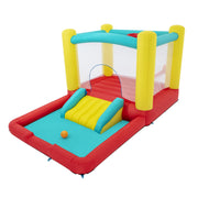 Play Day Jump N Away Inflatable Bounce House with Built-In Slide, Basketball Hoop, Mesh Walls, Extra Large Indoor Outdoor Play Area, Ages 3+