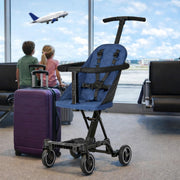 Dream On Me Coast Rider Travel Stroller, Lightweight Aluminum Frame, Compact Book-Folding Design, Adjustable Handlebar, Soft-Ride Wheels, Converts to Rider and Scooter, Navy, 365-NAVY