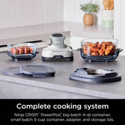 SharkNinja FN100WH Ninja Crispi Cooking System Portable PowerPod 4-Qt & 5-Cup TempWare Glass Containers & 2 Storage Lids