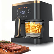 Patbrela AF306 7-in-1 Air Fryer, 5 QT Glass Basket, 360 Cooking Window, 1400W Precise Heating, LED Smart Touchscreen