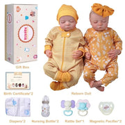 Hui Tong Lifelike Reborn Baby Dolls Twins, 20 Inch Boy and Girl, Soft Vinyl and Cloth Body, Sleeping Poseable Dolls with Accessories, LTRB001TWINS-TC