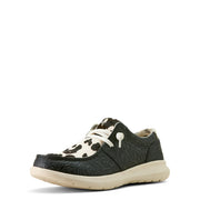 ARIAT Women Hilo Shoe, Floral Embossed Leather Slip-On Flats, Black Floral Emboss/Black and White Hair On, Size 9.5, 10063882