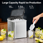 NICWIN Nugget Ice Maker Countertop Portable Ice Machine, 34 lb/Day, Self-Cleaning, Touch Control, Silver, IMB1008A-UL