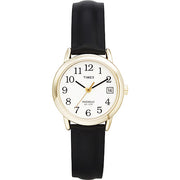 Timex - TIMEX WOMENS BLK LTHR WHT GLD TMX