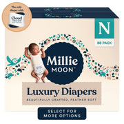 ZURU Millie Moon Luxury Diapers, Newborn Size, 88 Count, CloudTouch Softness, Ultra Absorbent Core, Double Leak Guards, Wetness Indicator