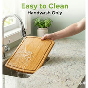 Greener Chef Organic Bamboo Cutting Board, Extra Large 18 in, Reversible with Juice Groove, Eco-Friendly