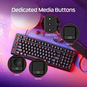 HyperX Eve 1800 Wired Gaming Keyboard, RGB Lighting, Spill Resistant, 98-Key Layout, Black