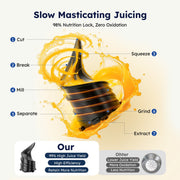 SIMZLIFE MJ006 Cold Press Masticating Juicer with 5.1 in Wide Feed Chute, 150W Motor, High Juice Yield, Black