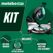 Metabo HPT 12-Inch Dual Bevel Compound Miter Saw with Xact Cut LED Shadow Line System, 15 Amp Motor, 4300 RPM, Green, C12FDHB