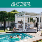 Arlo Essential Pan Tilt Security Camera, 2K Wired Plug-In Power, 360 Pan 180 Tilt, Color Night Vision, Smart Detection, Integrated Spotlight, 2 Cameras, White, VMC3083