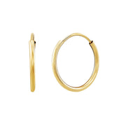 Richline Group Inc. 10K Yellow Gold 12MM Hollow Round Endless Hoop Earrings - Stainless Steel