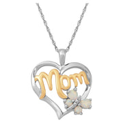 Brilliance Fine Jewelry Created Opal with Diamond Accent Mom Heart in Sterling Silver Pendant 18 in Necklace