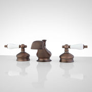 Signature Hardware SH449716ORB Shannon Widespread Bathroom Faucet - Porcelain Lever Handles - Oil Rubbed Bronze