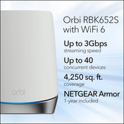 Netgear RBK652S-100NAS AX3000 Orbi Whole Home WiFi 6 Tri-Band 2pk Mesh System