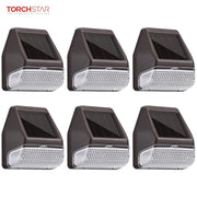TorchStar Dusk-to-Dawn LED Solar Fence Lights, 4000K Cool White, Oil Rubbed Bronze, Pack of 6
