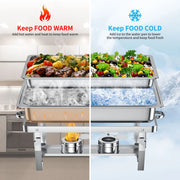 TINANA Chafing Dish Buffet Set 4 Pack - 8QT Stainless Steel Chafing Dishes for Buffet