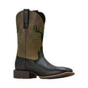 Ariat Sport Antlers Men's Cowboy Boots, Full-Grain Leather, Black Adobe, Wide 9W, Square Toe, 1.5 Inch Horseman Heel, 10061231